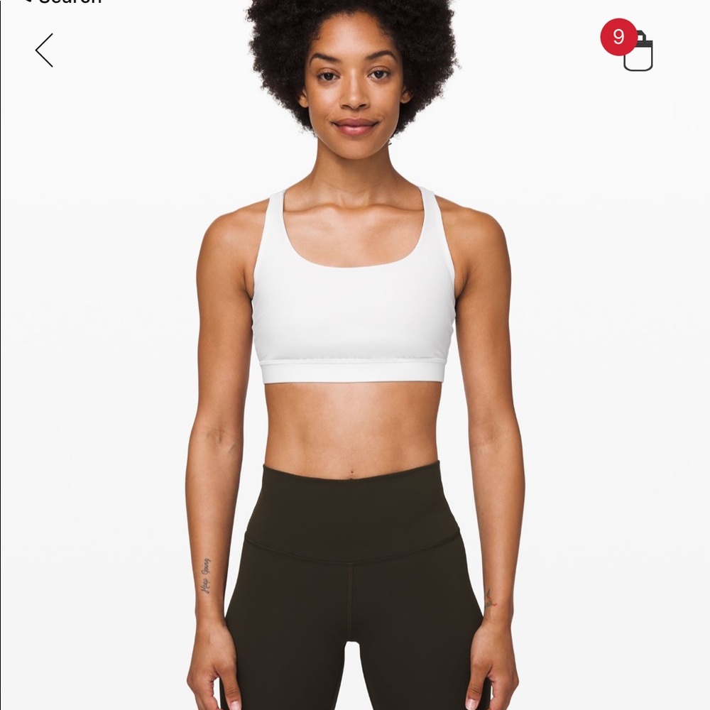 lululemon white energy bra, size 2